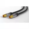 Goobay TV antenos laidas (135 dB tipas), 4 kartus ekranuotas, 2 m, juodas – auksuotas, koaksialinis lizdas > koaksialinis kištukas (70367)