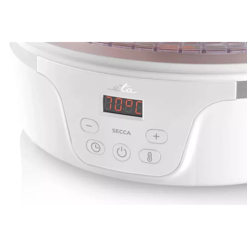 Džiovintuvas maistui ETA Secca skaidrus baltas 380 W, LED ekranas, 24 h laikmatis, 300×300×220 mm