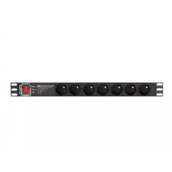 Lanberg PDU-PRO-07E-0200-BK 1U galios skirstytuvas 6x kištukiniai lizdai, 2 m laidas