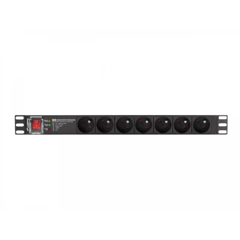 Lanberg PDU-PRO-07E-0200-BK 1U galios skirstytuvas 6x kištukiniai lizdai, 2 m laidas