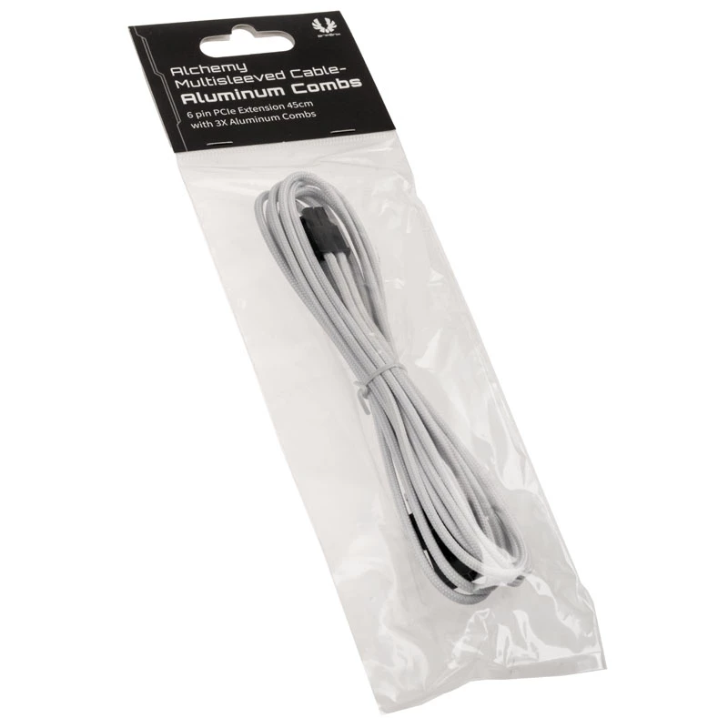 PCIe 6 kontaktų ilginamasis kabelis BITFENIX Alchemy 45 cm baltas pintas