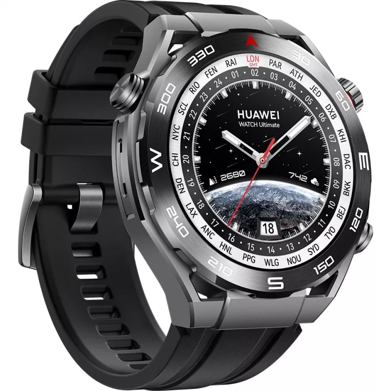 Huawei Watch Ultimate – išmanusis laikrodis su HNBR dirželiu, 140–210 mm riešui, 3,8 cm (1,5 colio) ekranas, NFC, Bluetooth