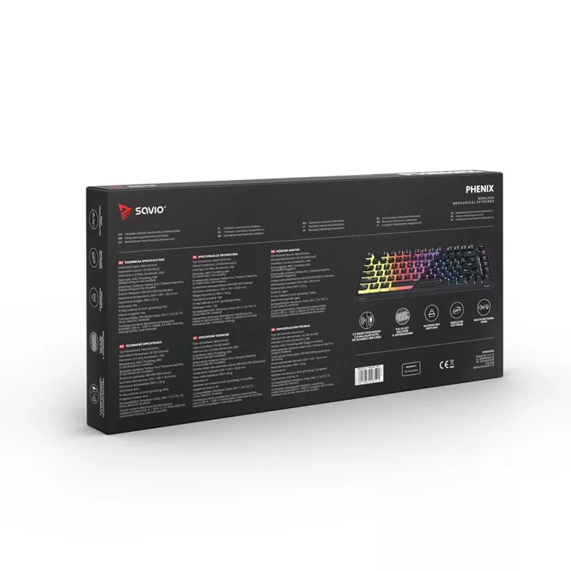 Gaming klaviatūra Savio SAVGK-PHENIX RED PUDDING Mechaninė RGB Belaidė