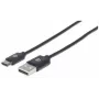 Manhattan USB-C į USB-A laidas, 50 cm, Kištukas į Kištuką, Juodas, 480 Mbps (USB 2.0), Greitasis USB, Viso gyvenimo garantija
