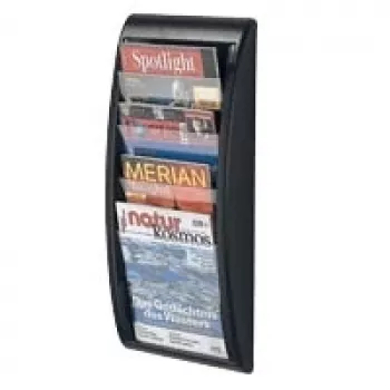 Sieninis prospektų stovas Paperflow Wand A4 aukštas, 4 skyriai, antracitas