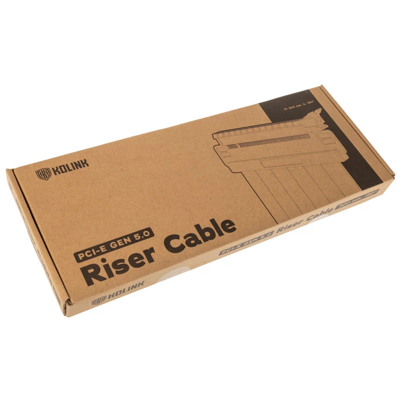 Kolink PCI Express 5.0 x16 į x16 Riser laidas, 180 laipsnių, juodas - 30 cm