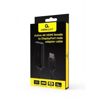 Vaizdo kabelio adapteris GEMBIRD A-HDMIF30-DPM-01 HDMI A tipo į DisplayPort 0,15 m Juodas