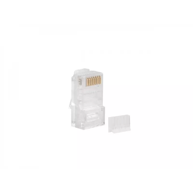 LANBERG RJ-45 kištukas PLU-6000 Cat6 U/UTP kabeliams, permatomas/baltas, 100 vnt. pakuotė