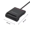 ID kortelių skaitytuvas QOLTEC Smart chip ID card scanner – USB, juodas, 84,5×65×16 mm, 63 g