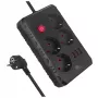 Ilgintuvas MACLEAN MCE392 B – 4 kištukiniai lizdai, 3×USB, 110–240V, 2,1A, 2500W, 1,5 m laidas, juodas