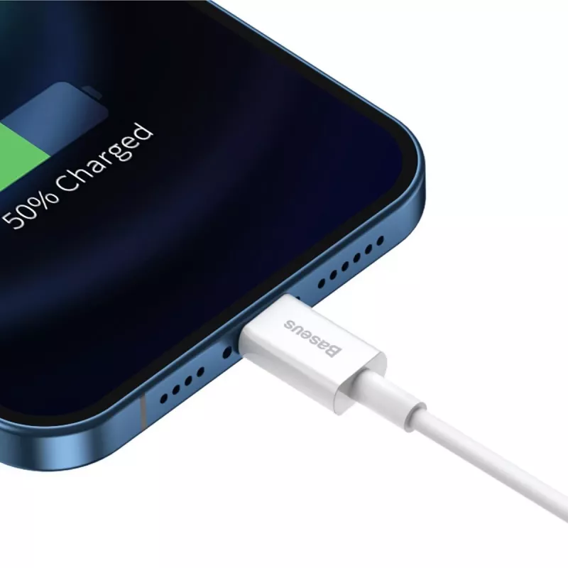 Baseus Superior Series laidas USB į Lightning, 2.4A, 0,25m (baltas)