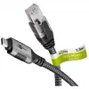 Ethernet laidas USB-C 3.2 Gen2 kištukas > RJ-45 kištukas, LAN adapteris juodas/sidabrinis, 2 metrai, pintas tekstilinis apvalkalas