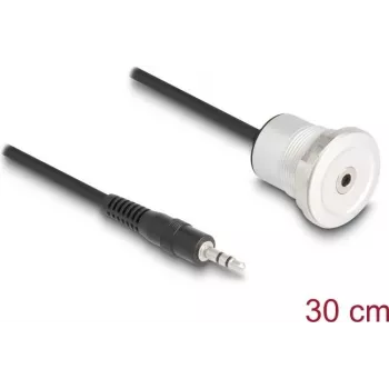 Garso ilginimo laidas DeLOCK 88188 0,3 m 3,5 mm lizdas į kištuką juodas sidabrinis