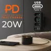 Maitinimo skirstytuvas MACLEAN MCE248 F/B – 3 AC lizdai (1x16A, 2x6A) ir 4 USB prievadai (2xUSB‑A, 2xUSB‑C PD 20W), EU kištukas, juodas