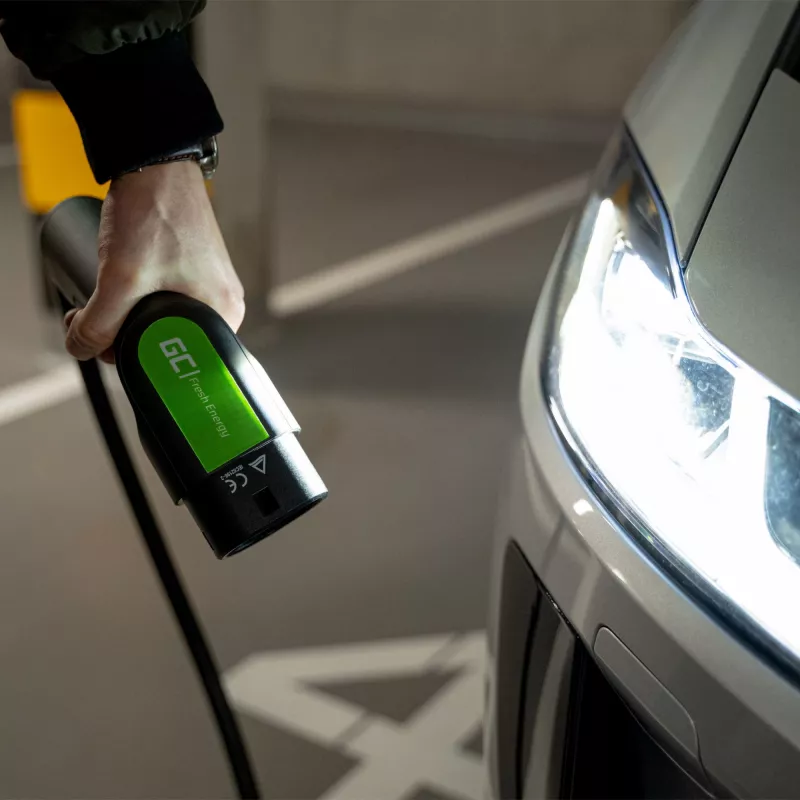 Elektromobilio įkrovimo kabelis Green Cell EV13 Black Type 2 5m