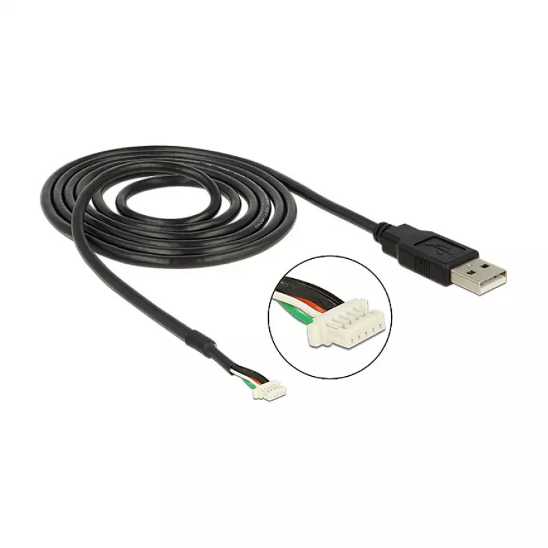 USB kabelis DeLOCK 1,5m USB 2.0 A / 5 kontaktų juodas