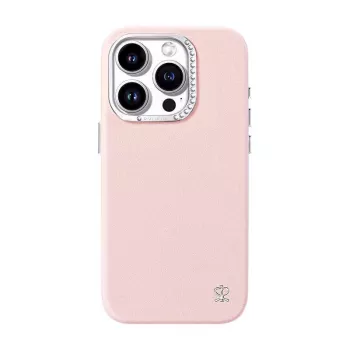 Apsauginis dėklas Joyroom PN-14F2 „iPhone 14 Pro“ – rožinis, su blizgučiais ir minkštu pamušalu