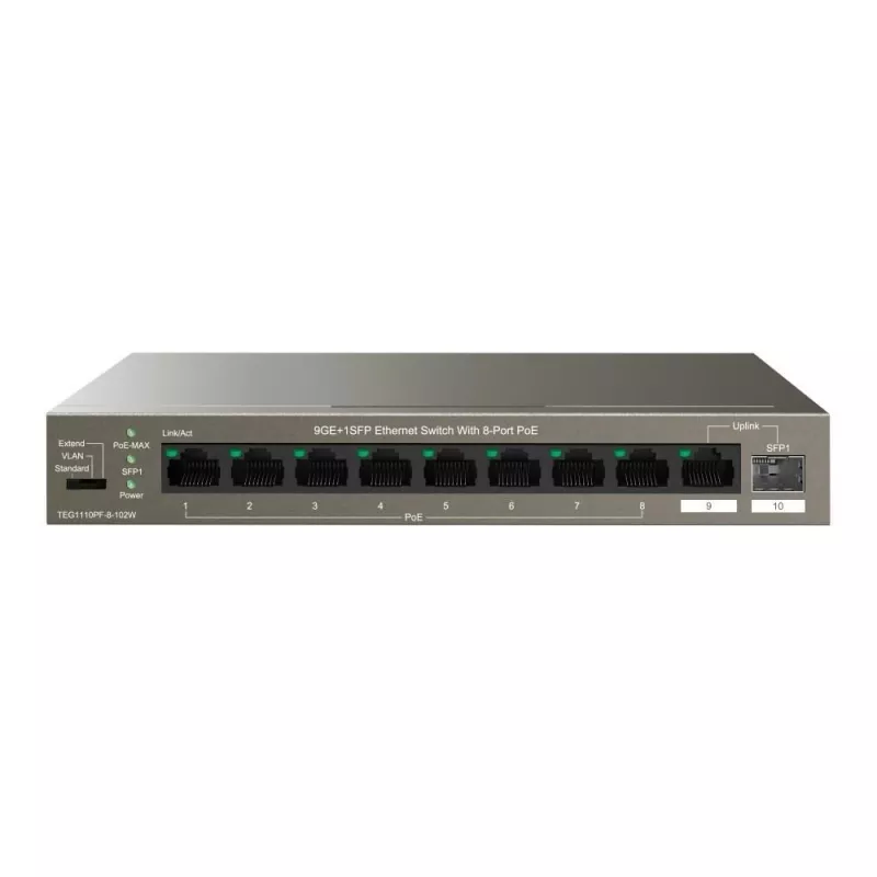 Nevaldomas jungiklis Tenda TEG1110PF-8-120W Gigabit Ethernet PoE 9 prievadai