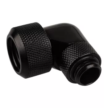 Alphacool Eiszapfen 16mm kieto vamzdelio įsukama 90° sukama alkūnė G1/4 – kampinė užspaudžiamoji jungtis skysčio aušinimo sistemai – giliai juoda