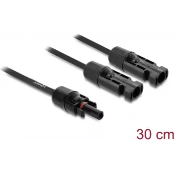 DELOCK saulės skirstytuvas 2x kištukas į 1x lizdą 30 cm juodas (89298)