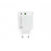 Sieninis greitasis įkroviklis NATEC RIBERA 12V 20W USB-C PD 3.0 + USB-A Samsung AFC Baltas