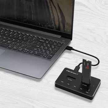 Qoltec 52274 M.2 SSD diskų dėklas | NVMe | SATA | USB-C | DUAL 2 x 2TB