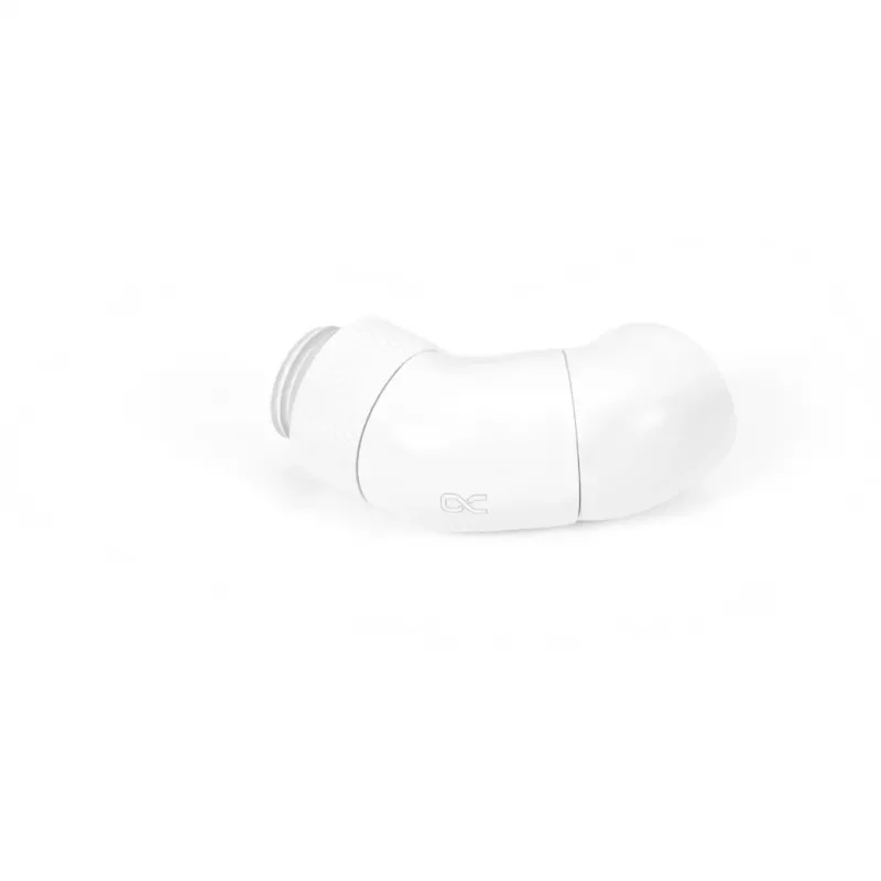 Alphacool Eiszapfen 45° dvigubas sukamasis adapteris, G1/4 išorinis – G1/4 vidinis, baltos spalvos