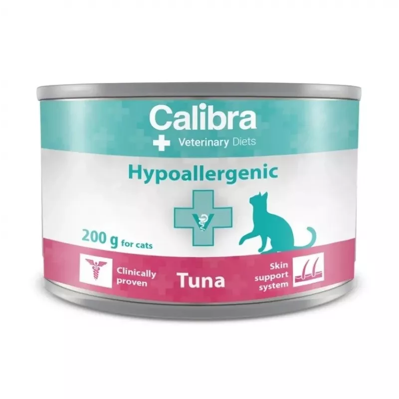 Šlapias ėdalas katėms Calibra VD Cat Hypoallergenic Tuna 200 g maišelis, veterinarinis pilnavertis ėdalas, be grūdų, be glitimo ir sojos