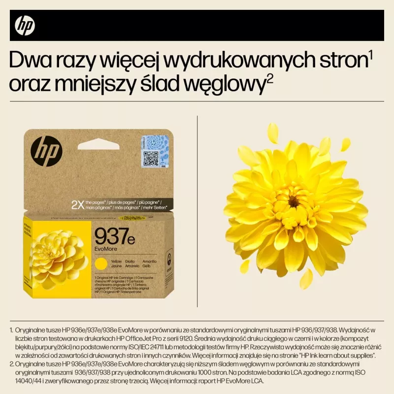 Originali HP 937e EvoMore geltona kasetė (4S6W8NE)