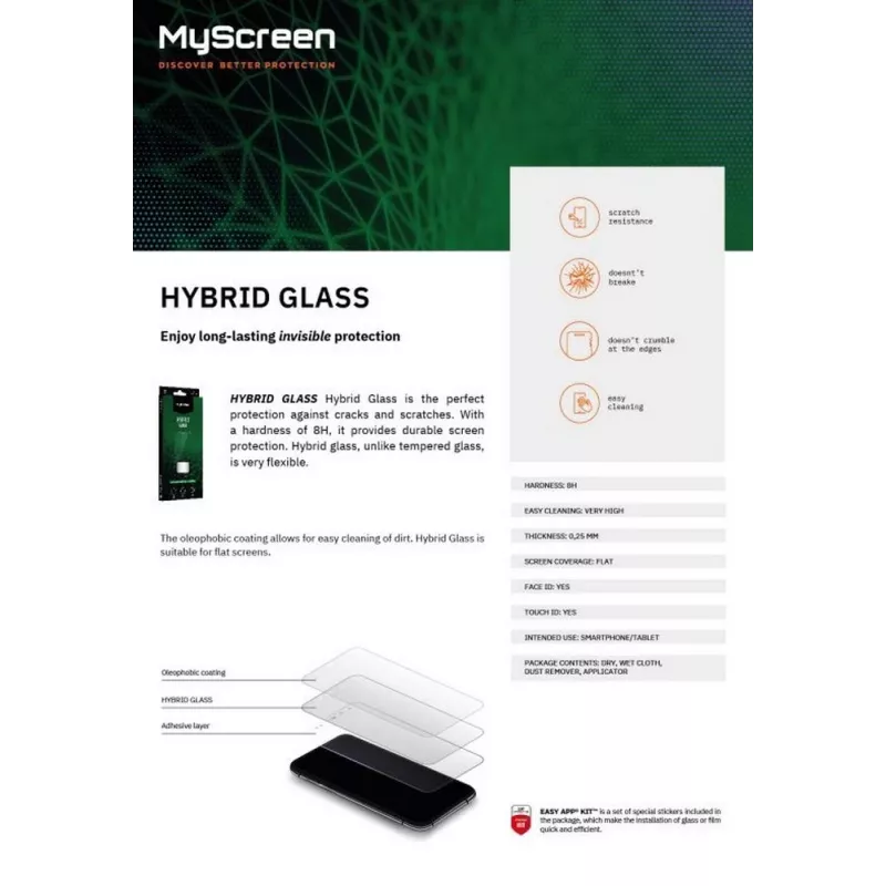 Hibridinis grūdinto stiklo ekrano apsauginis stikliukas MyScreen, skirtas Samsung Galaxy A35, M8101HG, 9H kietumas