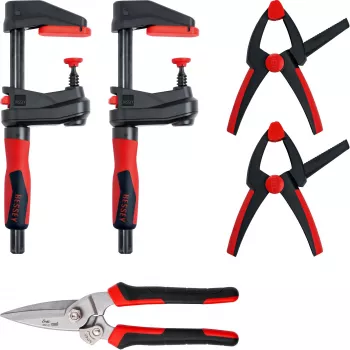 Gnybtų rinkinys Bessey DIY-SET1-A 5 dalių, įskaitant 4 spaustuvus ir skardos žirkles