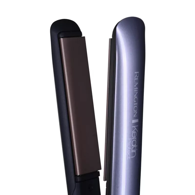 Tiesintuvas Remington S8598 Warm Black Grey – keraminės plokštelės 11 cm, 5 temperatūros lygiai, 160–230°C, 3 m laidas, kelioninis dėklas