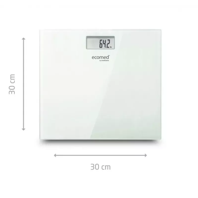 Svarstyklės Ecomed by Medisana PS-72E – 150 kg, stiklinė platforma, balta