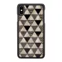 Dėklas iKins iPhone XS Max — juodas piramidinis raštas, apsauginis kietas korpusas