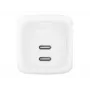 Greitasis AC sieninis įkroviklis Belkin WCH020KQ2MWH-B6 — 2x USB‑C, 2 m integruotas kabelis, baltas