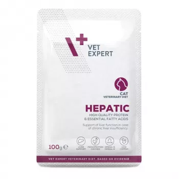 Šlapias kačių ėdalas VETEXPERT Hepatic Chicken 100 g – veterinarinė dieta kepenų palaikymui