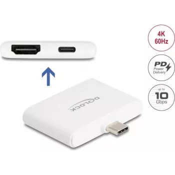 DELOCK USB Type-C adapter į HDMI 4K 60 Hz su duomenimis ir PD 94 W (61087)