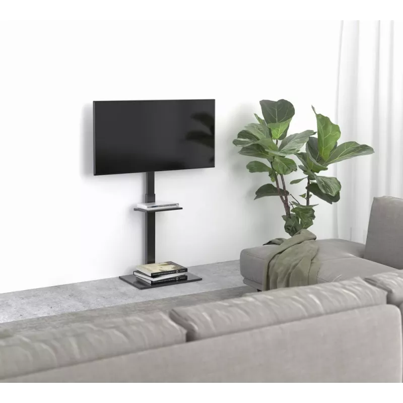 Grindinis TV stovas GEMBIRD TVS-55T-02 32–55 colių televizoriams, plieninis, aukštis 600 mm, VESA 100x100–400x400, maks. apkrova 35 kg