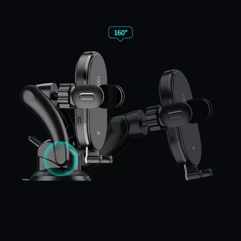 Automobilinis indukcinis telefono laikiklis usams US-CD131 15W automatinis užspaudimas, montuojamas ant priekinio stiklo ir prietaisų skydelio