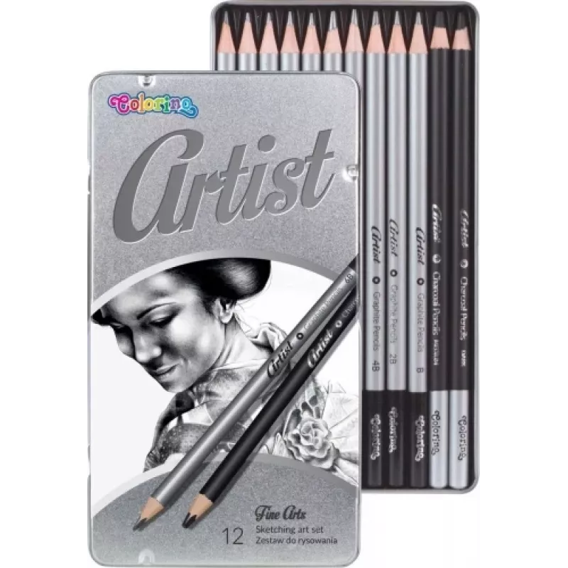 Colorino piešimo rinkinys 80118PTR – 12 dalių eskizavimo pieštukai ir aksesuarai