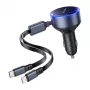 Automobilinis kroviklis Vention FFOB0 30W su USB‑C į Lightning laidu, 30 W išėjimas iPhone įkrovimui