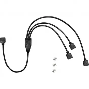 Inter-Tech 88885466 RGB šakotuvo Y kabelis 1 į 3, 4 kontaktų, 48 cm, juodas