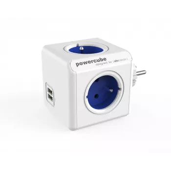 Allocacoc PowerCube Original USB maitinimo blokas su 4 kištukiniais lizdais mėlyna, balta