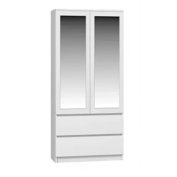 Topeshop SS-90 BIEL LUSTRO bedroom wardrobe/closet 5 shelves 2 durelės(s) baltas