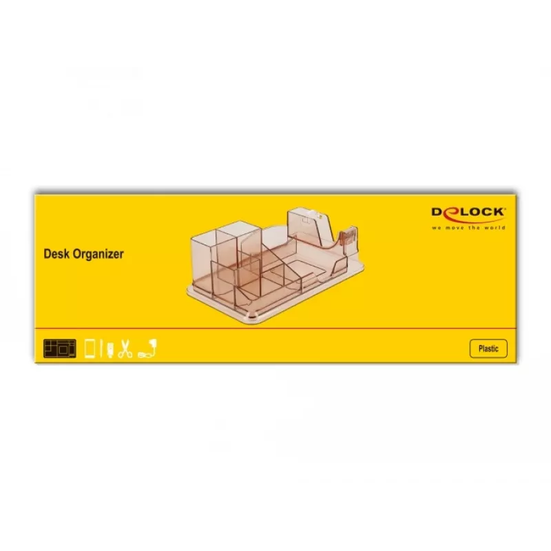 Stalo organizatorius DeLOCK 18341 skaidrus rudas plastikas 145x250x85 mm