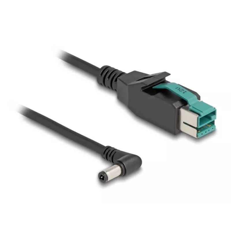 DeLOCK PoweredUSB kabelis vyriškas 12 V į DC 5,5 x 2,5 mm vyriškas kampuotas 1 m