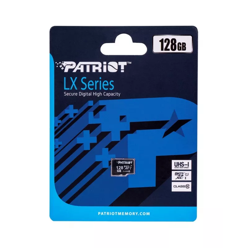 MicroSDXC atminties kortelė PATRIOT PSF128GMDC10 128 GB UHS-I Class 10 U1 80 MB/s, juoda