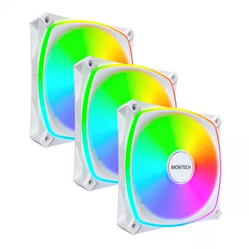 MONTECH RX120 PRO White 120mm ARGB Atvirkštinė Mentė 3 vnt. Pakuotė