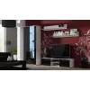 TV stovas Cama Meble SOHO 140 – 1400×430×370 mm, baltas viršus, medžio drožlių plokštė, baltas rėmas, juodi blizgūs fasadai