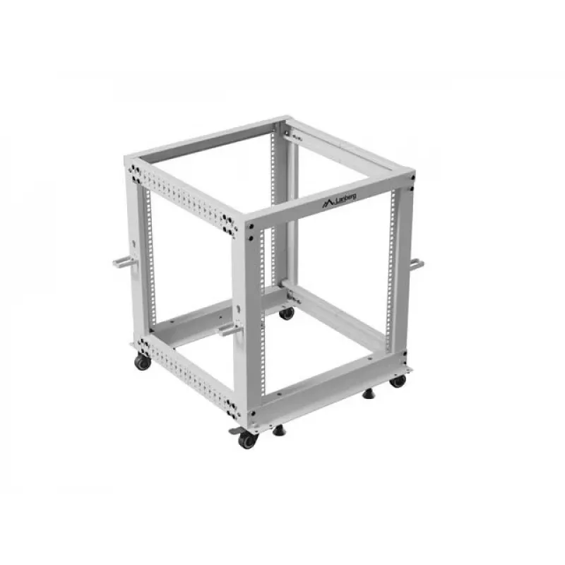 Atviras stovas LANBERG 19 inch 12U, reguliuojamas gylis 600–1100 mm, pilkas
